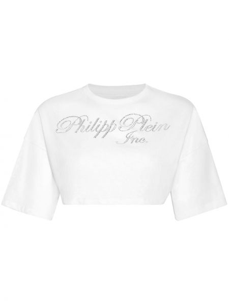 T-krekls ar apdruku ar kristāliem Philipp Plein balts