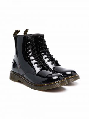 Pitsi nauhalliset litteät saappaat tytöille Dr. Martens Kids musta