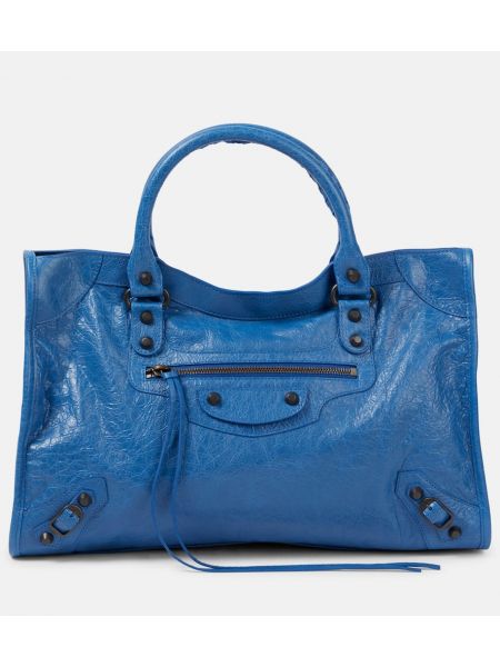 Lær shoppingbag Balenciaga blå