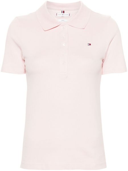 Işlemeli polo yaka tişört Tommy Hilfiger pembe