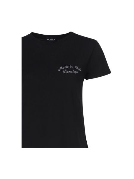 Camiseta de algodón manga corta de cuello redondo Dondup negro