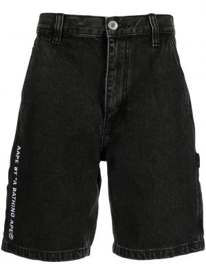 Pantalones cortos vaqueros con bordado Aape By *a Bathing Ape® negro