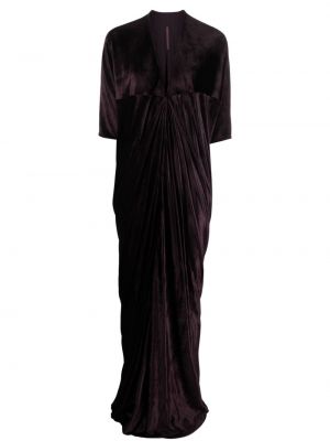 Кадифена вечерна рокля с драперии Rick Owens Lilies виолетово
