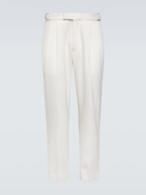 Памучни вълнени прав панталон Zegna бяло