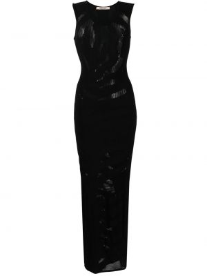 Prozorna večerna obleka Roberto Cavalli črna