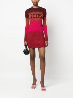 Sukienka mini w paski relaxed fit Gcds czerwona