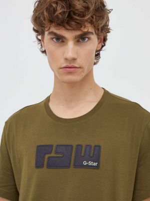 Със звездички тениска с дълъг ръкав с апликация G-star Raw зелено
