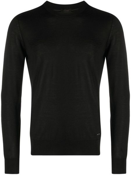 Кашмирен копринен пуловер с кръгло деколте Brioni черно