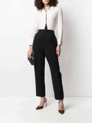 Pantalones rectos de cintura alta Yves Saint Laurent Pre-owned negro