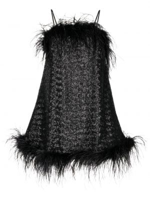 Flitrované šaty s perlami s perím Gilda & Pearl čierna