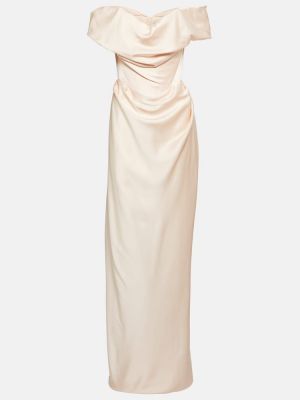 Saténové dlouhé šaty Vivienne Westwood růžové
