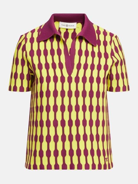 Трикотажная рубашка-поло Tory Burch фиолетовый