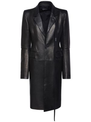 Kožený priliehavý kabát Ann Demeulemeester čierna