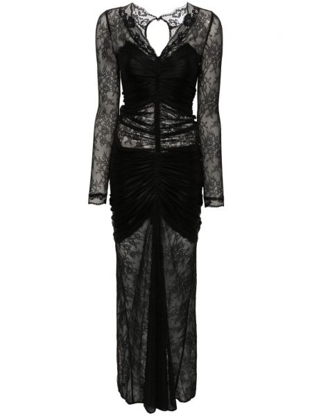 Μάξι φόρεμα με δαντέλα Rabanne μαύρο