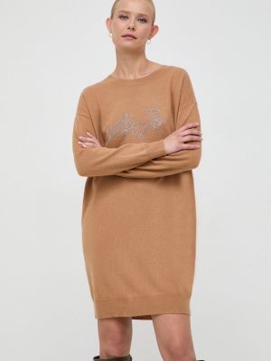 Шерстяное платье мини Liu Jo коричневое