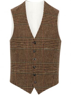 Gilet di lana a quadri in tweed Polo Ralph Lauren marrone