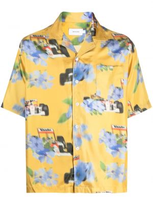 Zīda krekls ar ziediem ar apdruku Rhude dzeltens