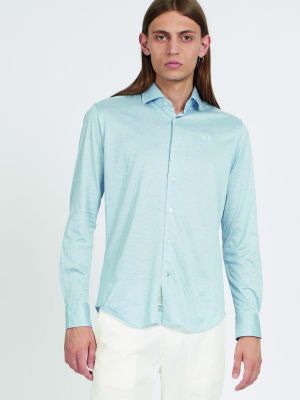 Bavlněná hedvábná košile La Martina modrá