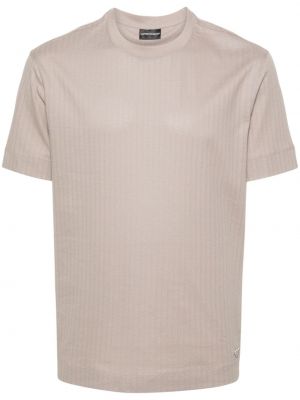 Bombažna polo majica s črtami Emporio Armani siva