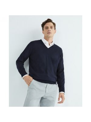 Jersey de lana de lana merino de tela jersey Alan Paine azul