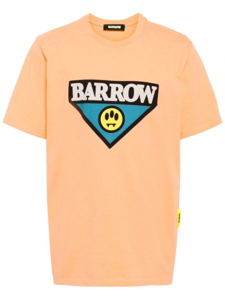 Памучна тениска с принт Barrow оранжево
