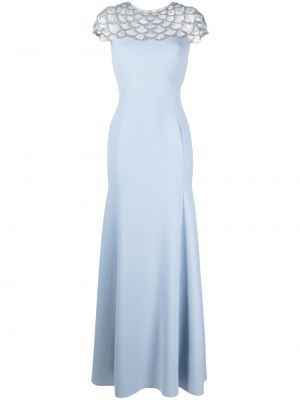 Βραδινό φόρεμα με χάντρες από κρεπ Jenny Packham μπλε