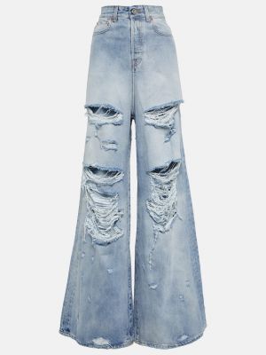 Рваные джинсы с высокой талией Vetements синие