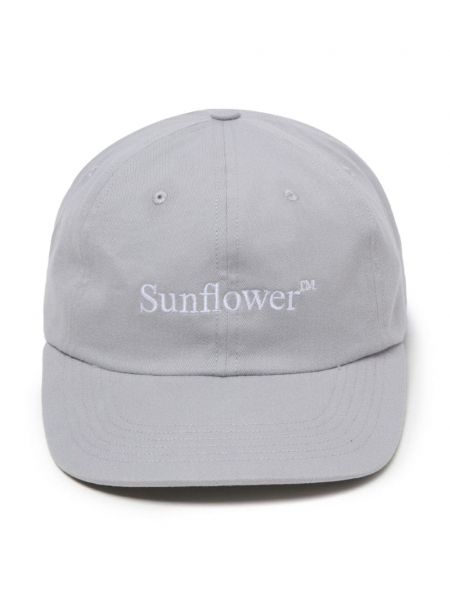 Medvilninis siuvinėtas kepurė su snapeliu Sunflower pilka