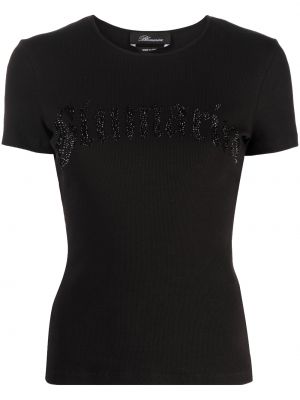 Raštuotas medvilninis marškinėliai Blumarine juoda