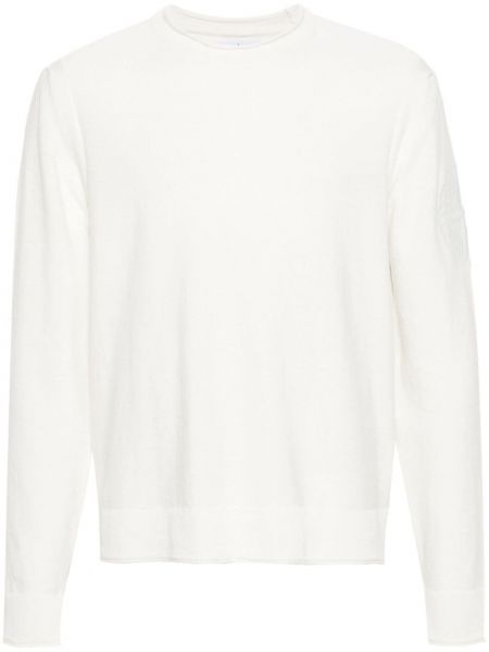 Памучен пуловер бродиран Stone Island бяло