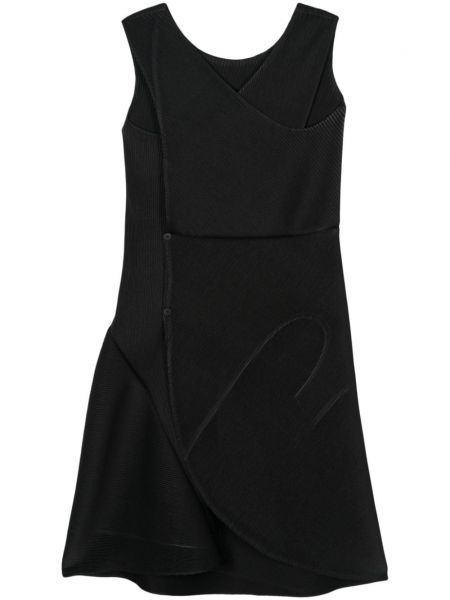 Plisirana usnjena mini obleka Issey Miyake črna