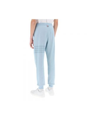 Pantalones de chándal de algodón de punto Thom Browne azul