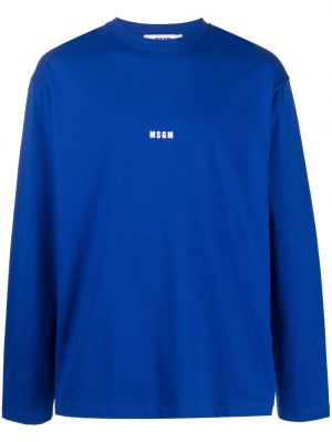 Bombažni pulover z vezenjem Msgm modra