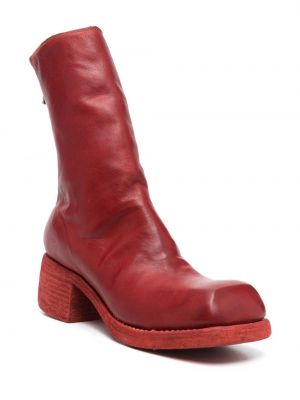 Kožené kotníkové boty na zip Guidi červené