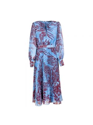 Sukienka midi z nadrukiem zwierzęcym Fracomina niebieska
