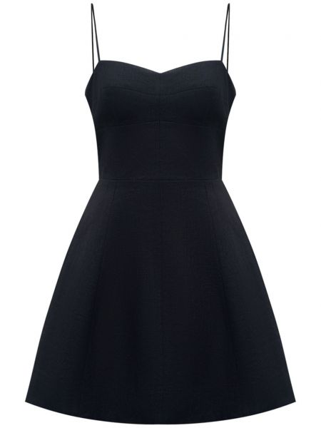 Памучна ленена мини рокля 12 Storeez черно