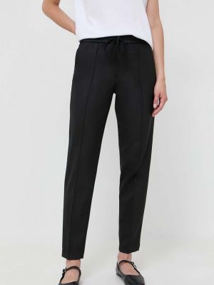 Jednobarevné kalhoty s vysokým pasem Twinset černé