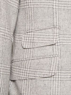 Kostkovaný hedvábný vlněný oblek Brunello Cucinelli šedý