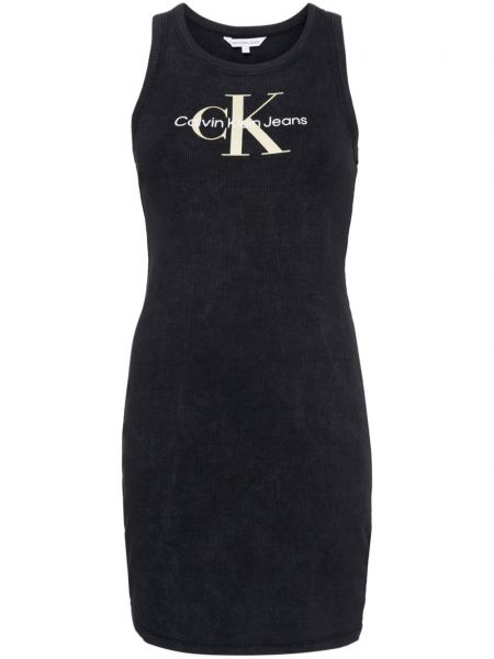 Mini haljina s printom Calvin Klein Jeans crna