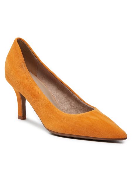 Полуотворени обувки с ток Tamaris оранжево