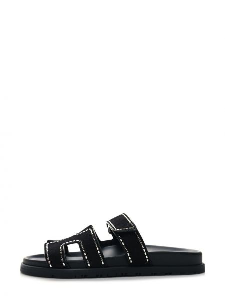 Křišťálové semišové sandály Hermès Pre-owned černé