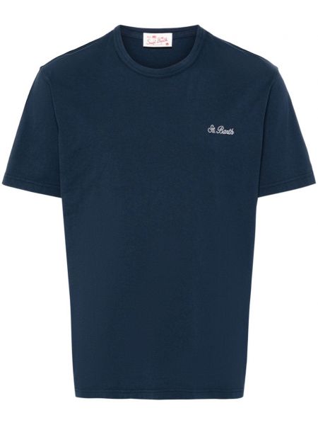 Bavlněné tričko s výšivkou Mc2 Saint Barth modré