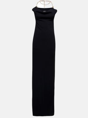 Плетена макси рокля Bottega Veneta черно