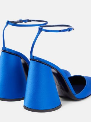 Сатенени полуотворени обувки с отворена пета The Attico синьо