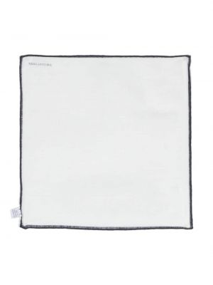 Ľanová kravata s potlačou s vreckami Tagliatore biela