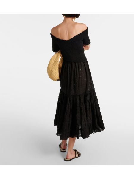 Pamučna midi haljina Poupette St Barth crna
