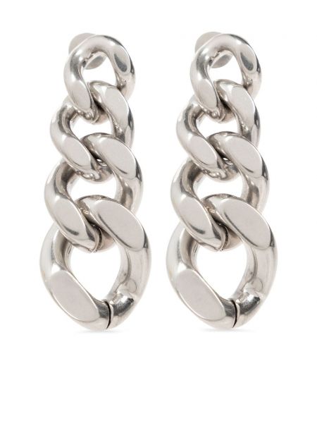 Boucles d'oreilles en argent à boucle Jil Sander argenté