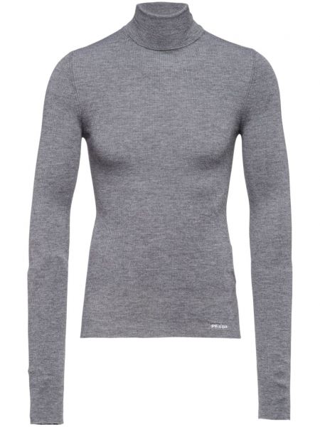 Pull long en cachemire à imprimé Prada gris