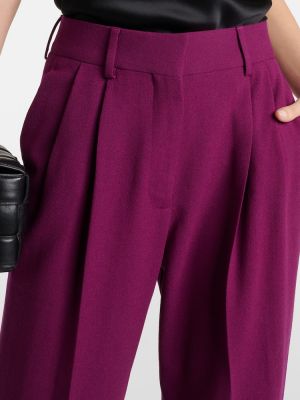 Pantaloni cu picior drept cu talie înaltă de lână Blazé Milano violet
