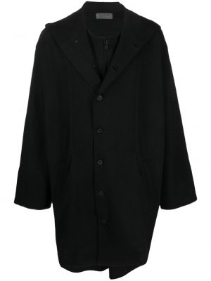 Μακρύ παλτό με κουκούλα Yohji Yamamoto μαύρο